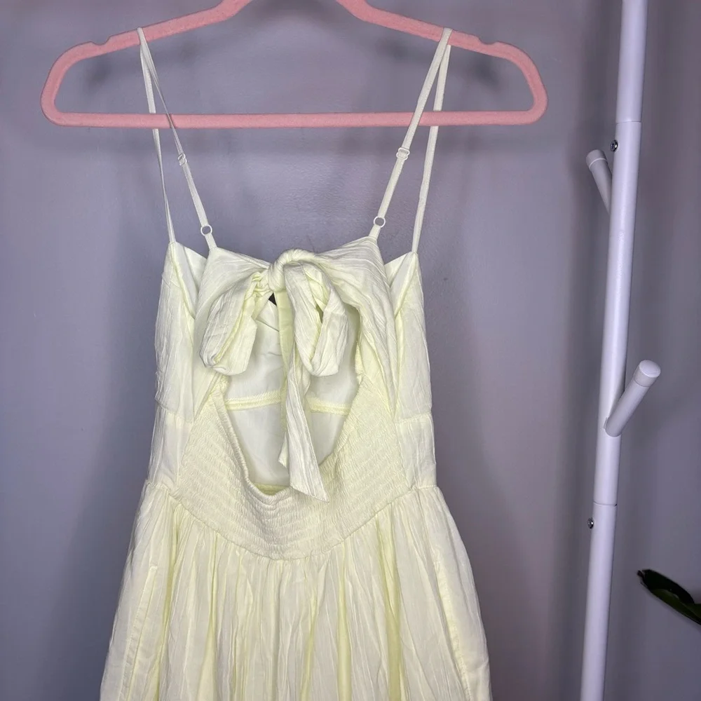 NWT AE Floral Mix Short-Sleeve Wrap Dress Butter Neon Yellow - Picture 6 of 9